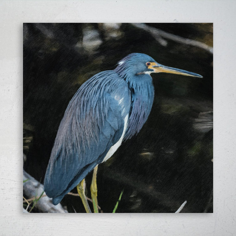 Red Barrel Studio® Blue And White Bird 1 Piece Rectangle Graphic Art